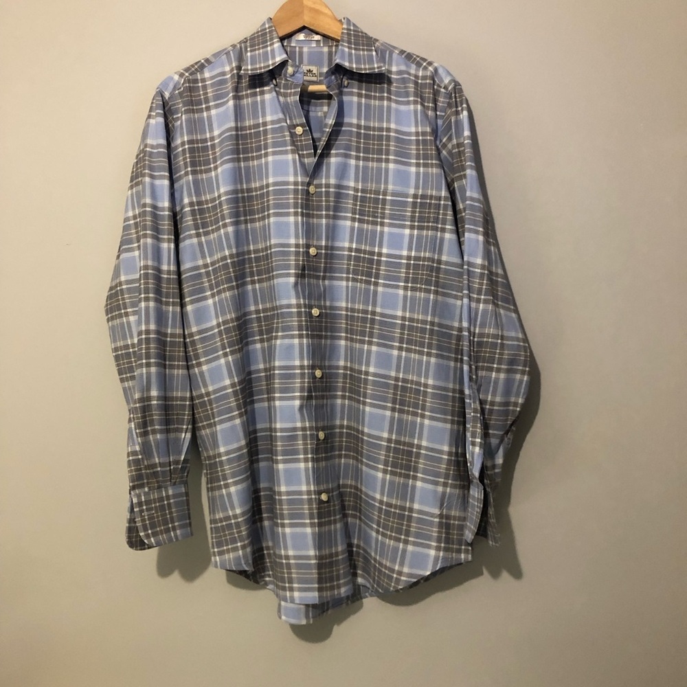 Peter Millar 100% Cotton Men’s Medium Blue Plaid Button Down Shirt